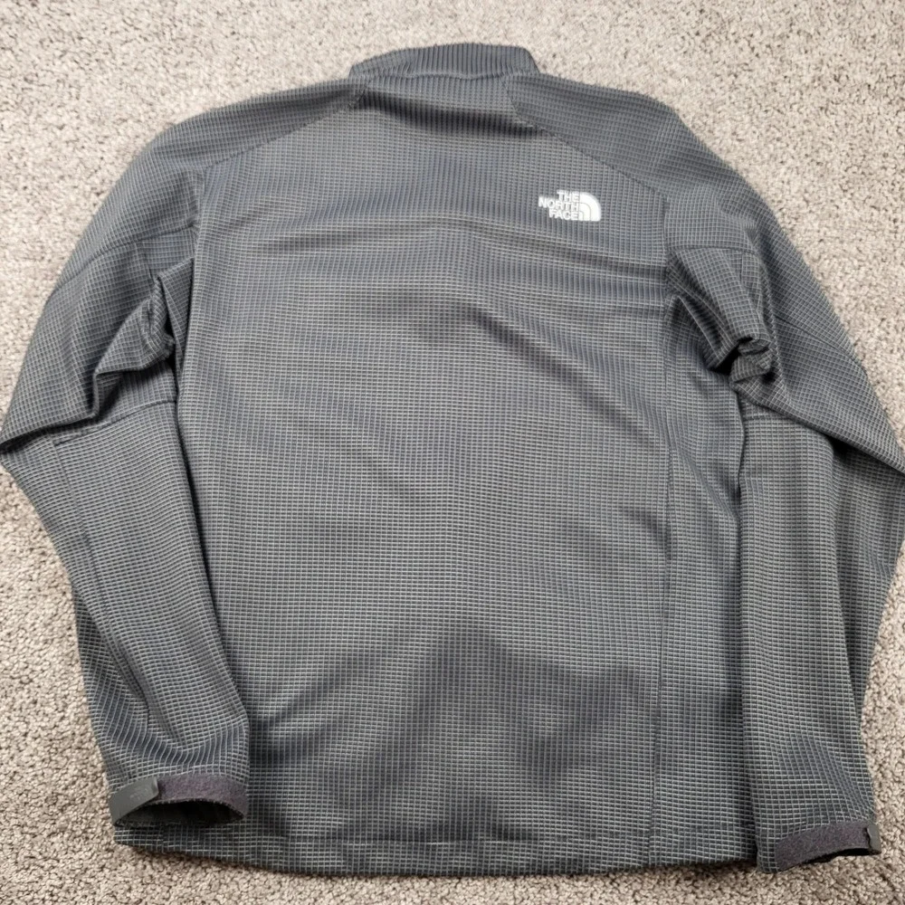 The North Face Summit Series Mens M Grey Orange Grid Fleece Jacket S11‎ AQCM